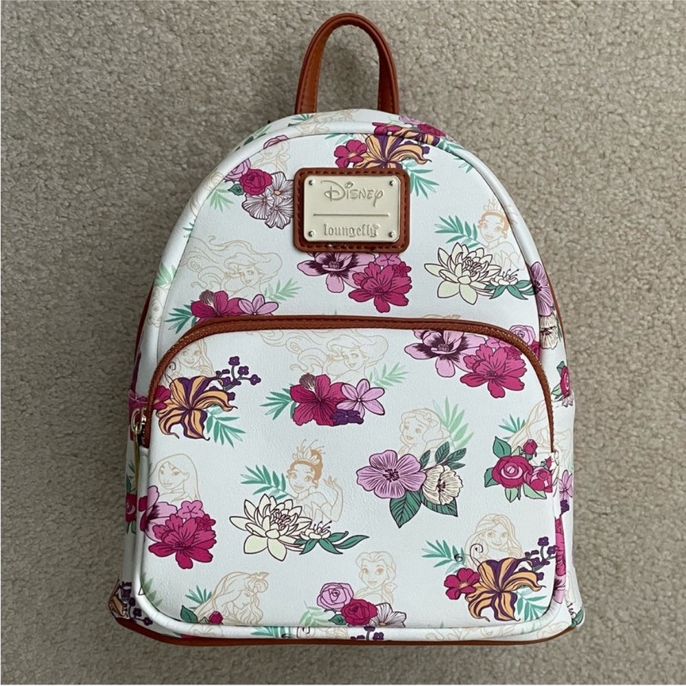 Loungefly Disney Princess White and Pink Floral Backpack
